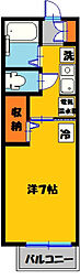 宇都宮テックハイツA 1Kの間取図画像