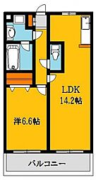サウスヒルズ 1階1LDKの間取り