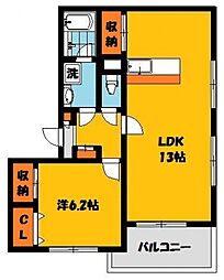サニースクエア 1LDKの間取図画像