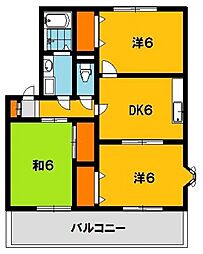 ネオ・アヴァンセ五代壱番館 3DKの間取図画像