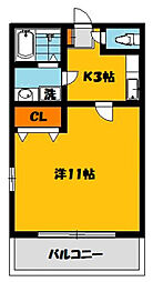 ブルーハイツ・3 1Kの間取図画像