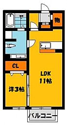 パルフェ・タムール 1LDKの間取図画像