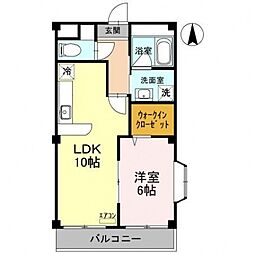 ポワールガーデン1 1LDKの間取図画像