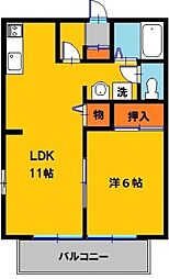 グリーンハイツF・M 1LDKの間取図画像