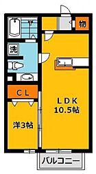 プランドールJ 1LDKの間取図画像