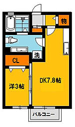シャルマン 1LDKの間取図画像