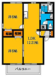 アンバサダーヒルズA 2LDKの間取図画像