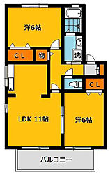 ディアコートA 2LDKの間取図画像