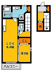 パステルコート 1LDKの間取図画像