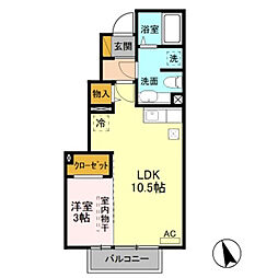 リベルテC 1LDKの間取図画像