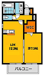 スパローハウス七番舘A 1LDKの間取図画像