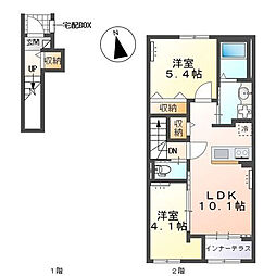 下野市下石橋新築アパート 2LDKの間取図画像