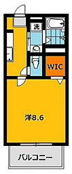 カスカータB 1Kの間取図画像
