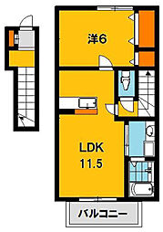 モンテベール2 1LDKの間取図画像