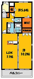 カーサソレアード 2LDKの間取図画像