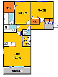エルタウンF 2LDKの間取図画像