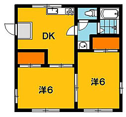 フラワーハイツB 2DKの間取図画像