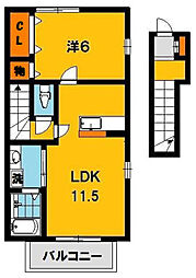 グリーンハイツ 1LDKの間取図画像