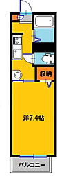 カーサ・一条 1Kの間取図画像