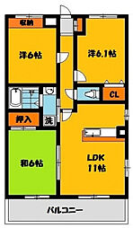 ハイツ・アムール 3LDKの間取図画像