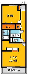 オープン・ベルズ 1LDKの間取図画像