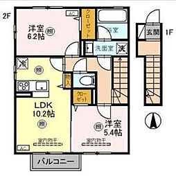 トレジャー・ライト 2LDKの間取図画像
