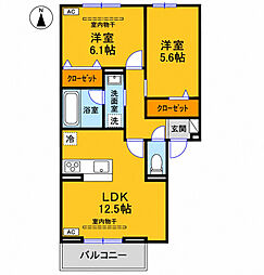 セジュールグリーンかなで 2LDKの間取図画像