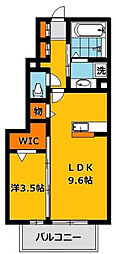 ハーベストコートB 1LDKの間取図画像