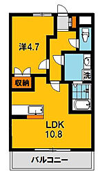 ヴィレッジクレア 1LDKの間取図画像