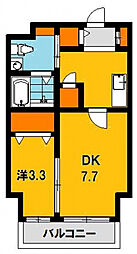 ゴールドライフマンション宇都宮 1DKの間取図画像