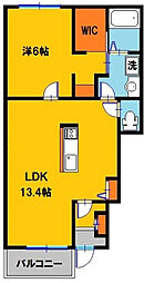ラフレシールB 1LDKの間取図画像