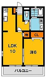 メゾン・フルーレA 1LDKの間取図画像