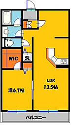 メルローズプレイス宇都宮 1LDKの間取図画像