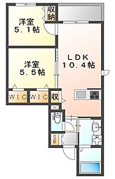 プラフロール武庫之荘 2LDKの間取図画像