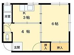 杉マンション 2Kの間取図画像