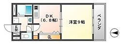 プロヴァンス 1DKの間取図画像