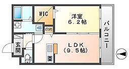 ディアコート立花 1LDKの間取図画像