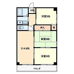 シティハイツ立花2 3DKの間取図画像