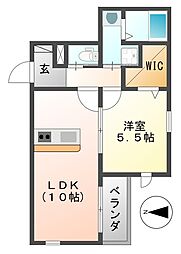メゾンモリエ2 1LDKの間取図画像