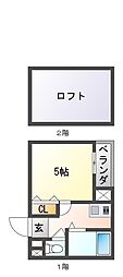 アグレアーブル塚口 1Kの間取図画像