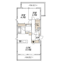 (仮称)尼崎市塚口本町2丁目ヘーベルメゾン 2LDKの間取図画像