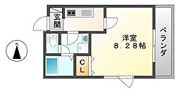 アークテラス塚口 1Kの間取図画像