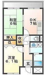 トウェルブイナバソウ 2DKの間取図画像
