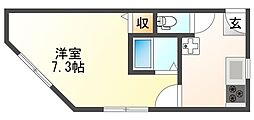 スウィートハイム 1Kの間取図画像
