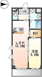 レアグランツ東難波 I 重量鉄骨造3階建 1LDKの間取図画像
