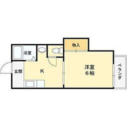 ハイツ南苑荘3ユバビル 1Kの間取図画像