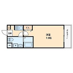 セルジュYS東園田 1Kの間取図画像