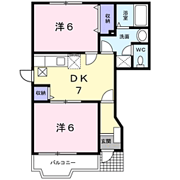 カーサ・ツダ 2DKの間取図画像