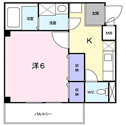 エクセラン1 1Kの間取図画像