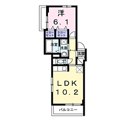 西宮市松原町アパート 1LDKの間取図画像